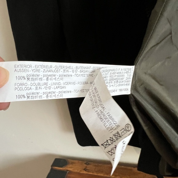 NWT Zara Men Combined Inverted Lapel Collar Black Pea Coat - Picture 10 of 10